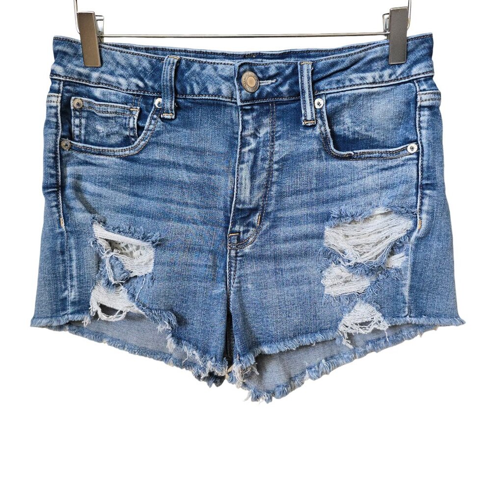 American Eagle Outfitters Distressed Blue Denim Jean Shorts